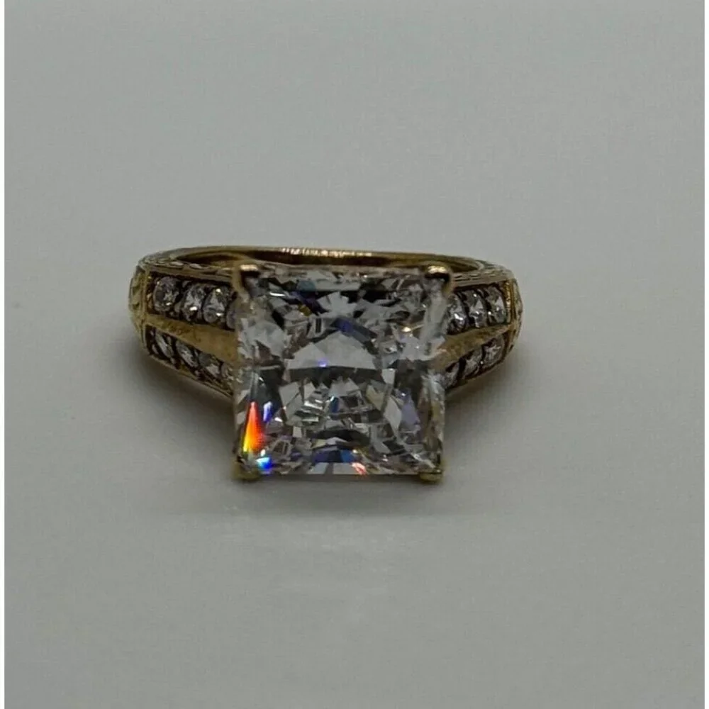 925 STERLING SILVER GOLD PLATED CZ RING SIZE 4.5
